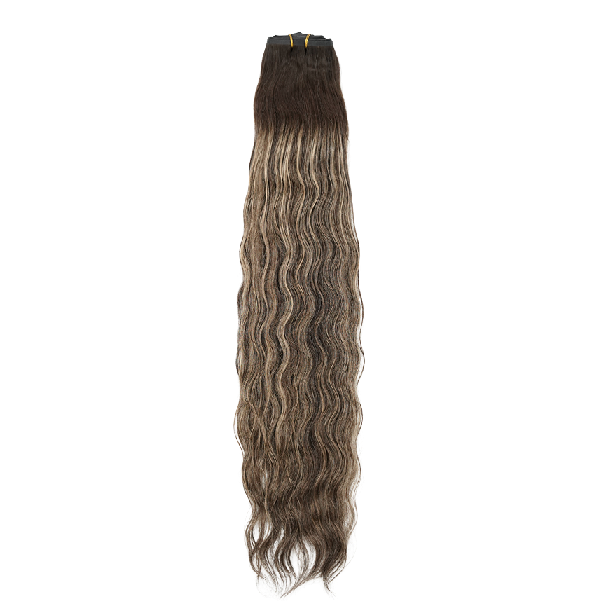 Extensiones de clip sin costuras color cacao de 30&quot;